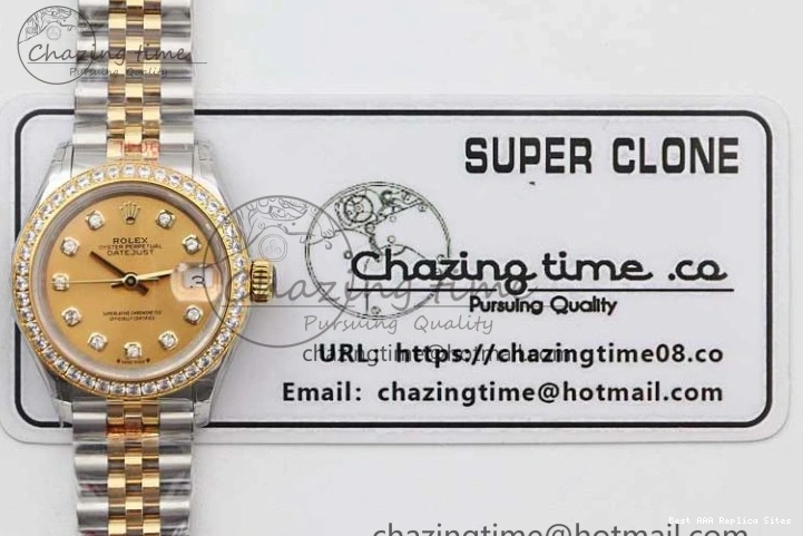 Good Copy Rolex Watches Diamonds Best Jubilee on Diamond Gold Durable Lady 1:1 TWF Bezel Markers NH DateJust SS Dial Edition 28 Bracelet 2133 YG 0102